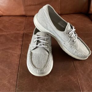 Woman’s Skechers boat shoes.
